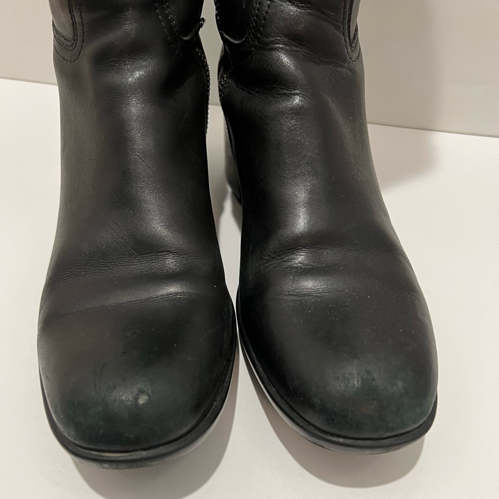 Prada Knee High Black Leather Zip Boots Size 7.5 - Picture 8 of 9